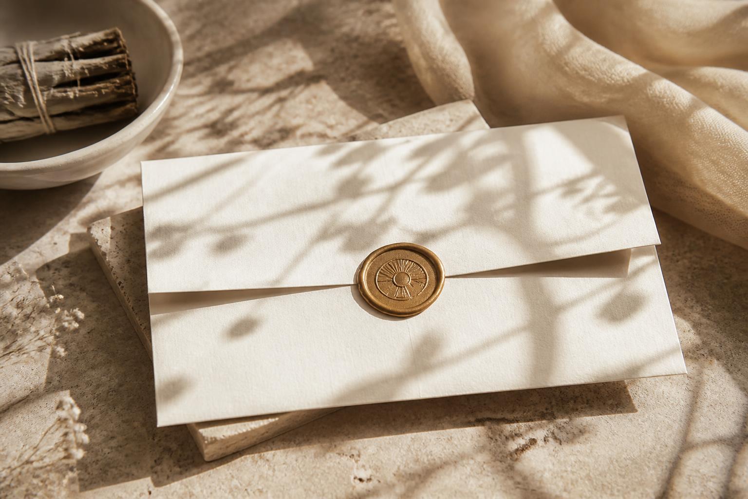 Ritual envelope with paper, incense and stone